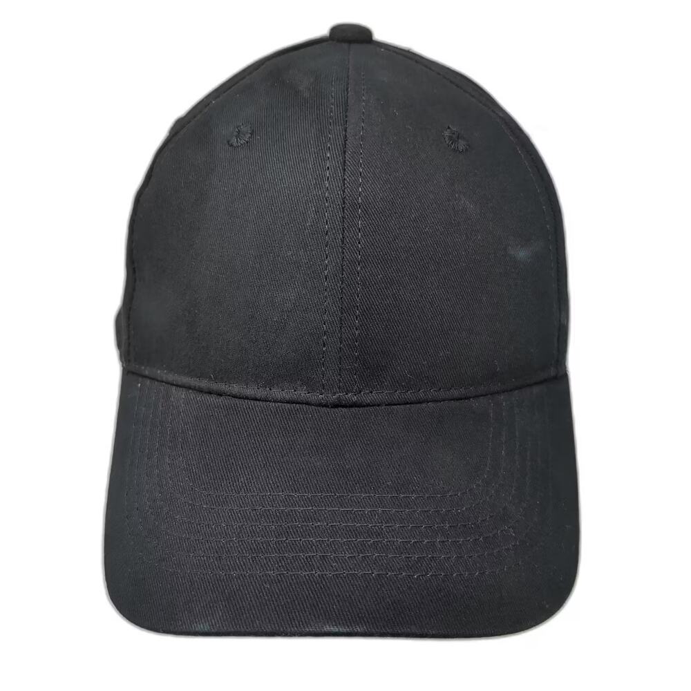 George Baseball Cap Black OS Strapback Adjustable Solid Plain Cotton Twill Hat